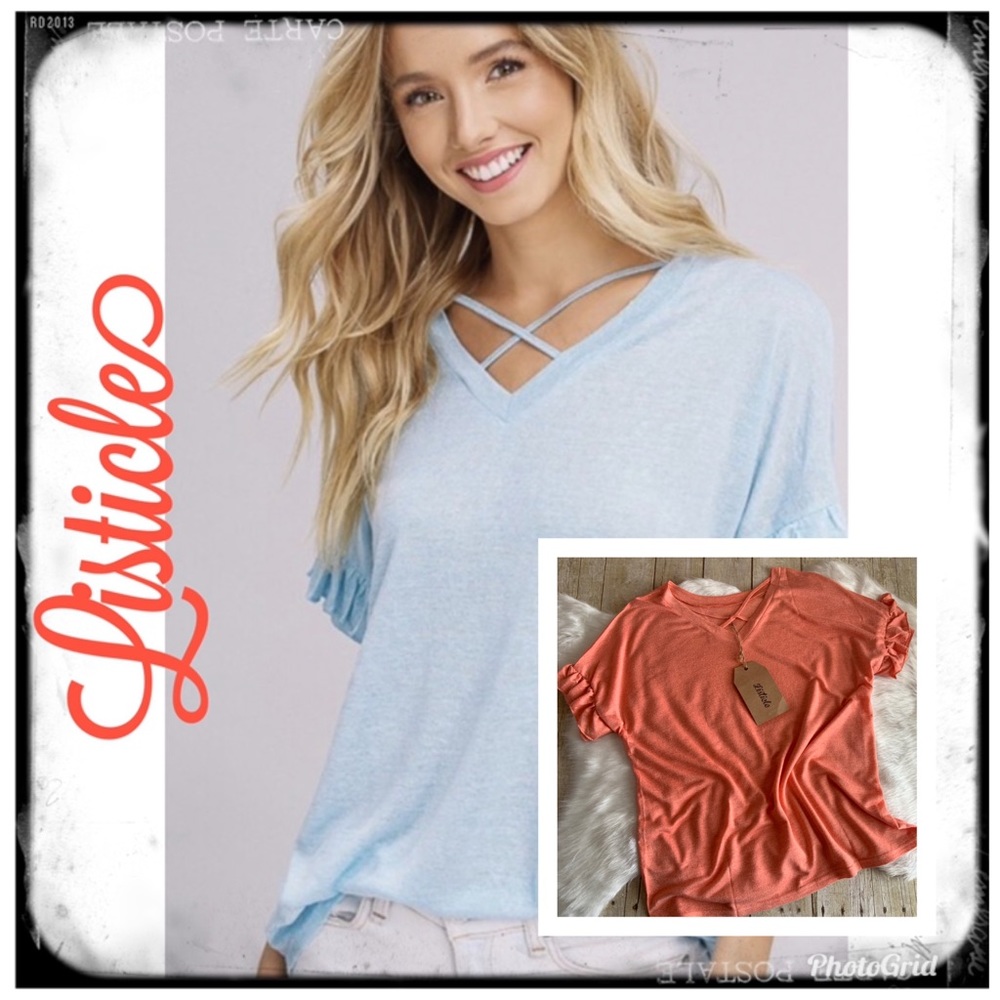 Tangerine Orange Ruffle Sleeve pullover Top  NWT